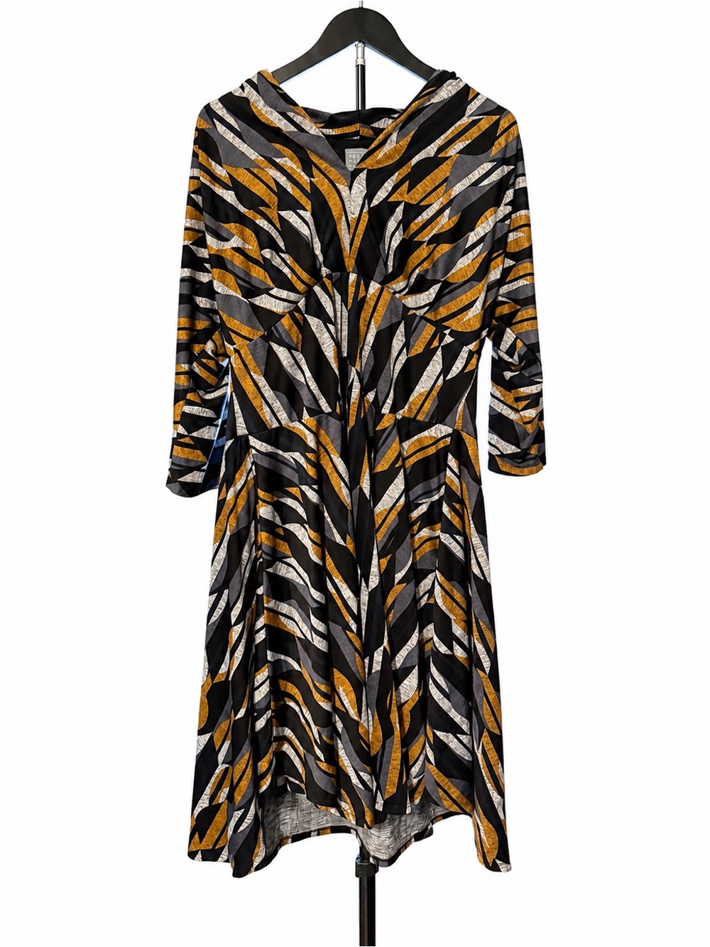 Rabbit Rabbit Rabbit Designs 1X Abstract Geometric Cowl Neck Midi Dress